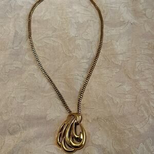 Vintage NAPIER Signed Large Gold Tone Pendant Necklace